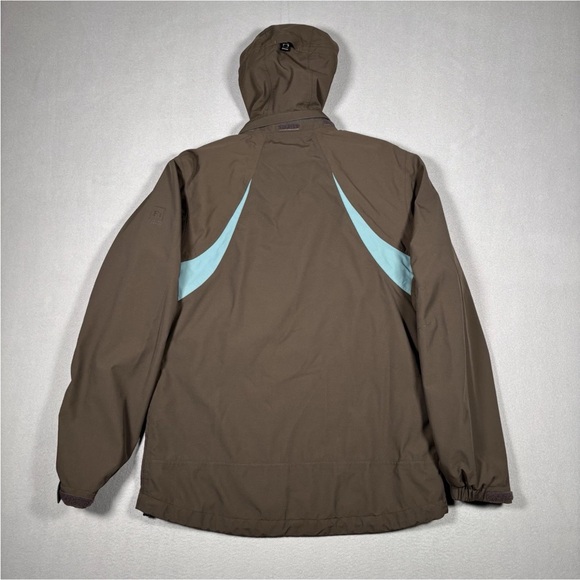 REI Jacket Womens Medium Brown Hooded Zip Serpa Lined Rain Element Outdoor Hiker - Picture 10 of 11